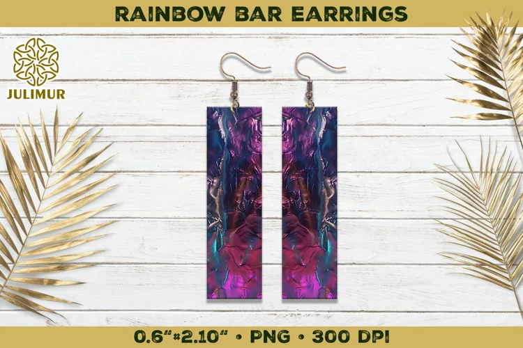 Iridescent Rainbow Bar Earrings Sublimation Design