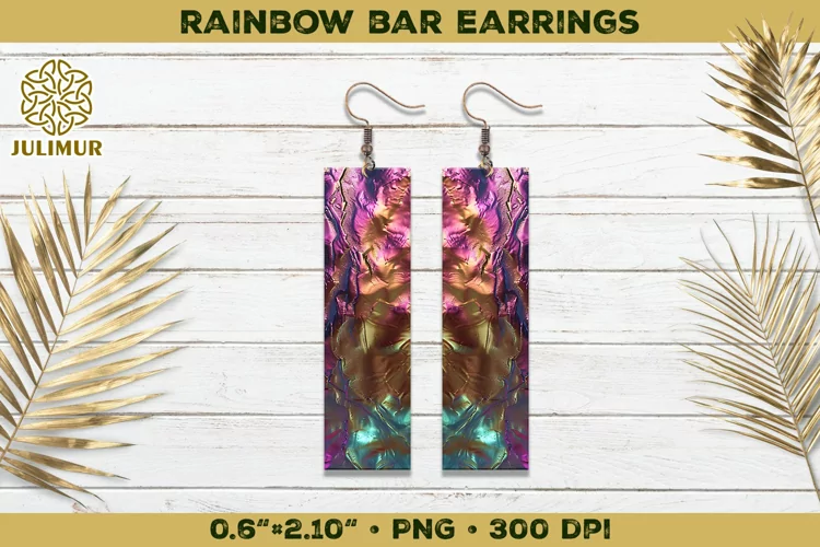 Iridescent Rainbow Bar Earrings Sublimation Design