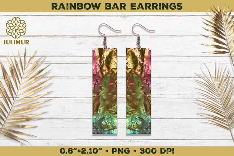 Iridescent Rainbow Bar Earrings Sublimation Design example image 1