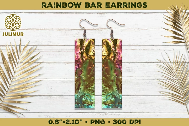Iridescent Rainbow Bar Earrings Sublimation Design