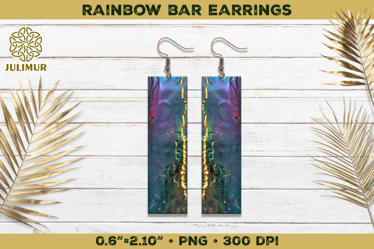 Iridescent Rainbow Bar Earrings Sublimation Design example image 1