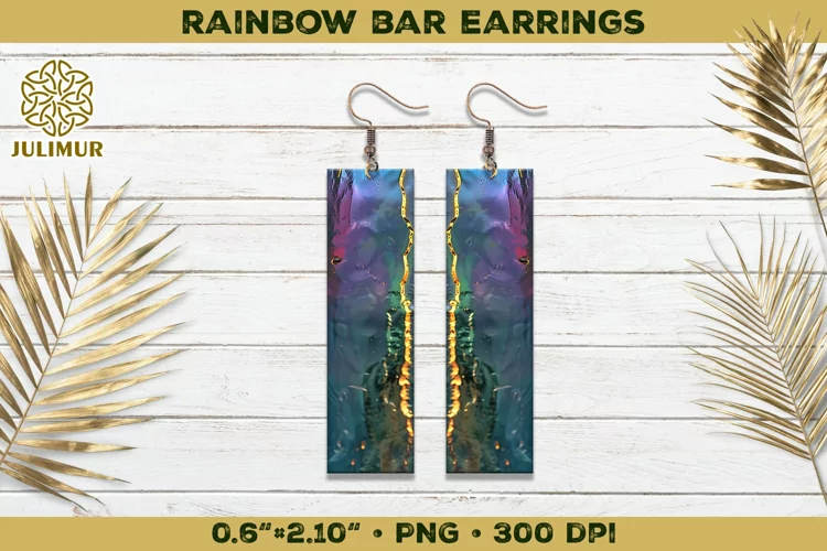 Iridescent Rainbow Bar Earrings Sublimation Design