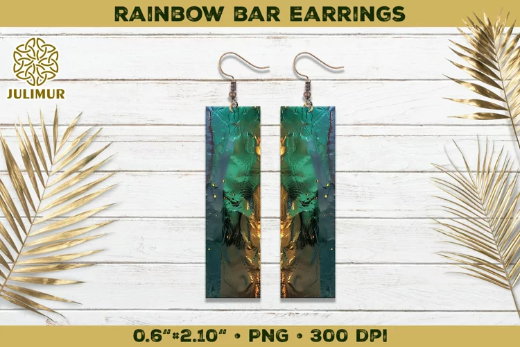 Iridescent Rainbow Bar Earrings Sublimation Design