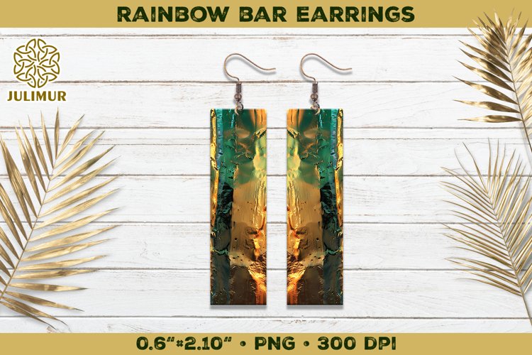 Iridescent Rainbow Bar Earrings Sublimation Design example image 1
