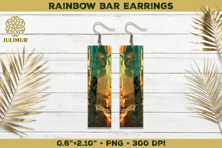 Iridescent Rainbow Bar Earrings Sublimation Design