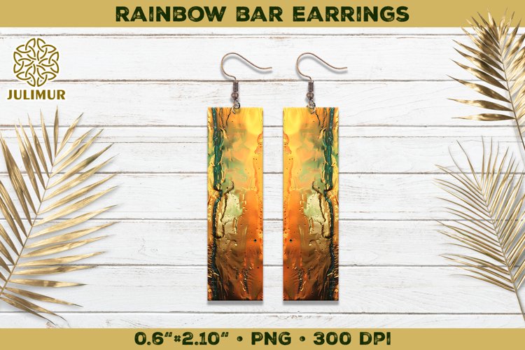 Iridescent Rainbow Bar Earrings Sublimation Design example image 1