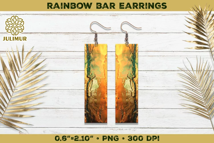 Iridescent Rainbow Bar Earrings Sublimation Design