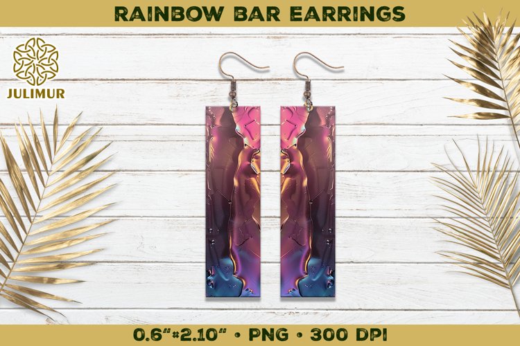 Iridescent Rainbow Bar Earrings Sublimation Design example image 1