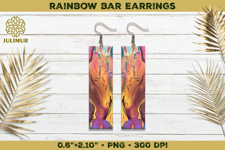 Iridescent Rainbow Bar Earrings Sublimation Design