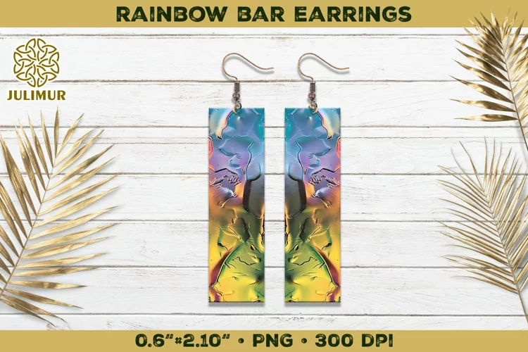 Iridescent Rainbow Bar Earrings Sublimation Design