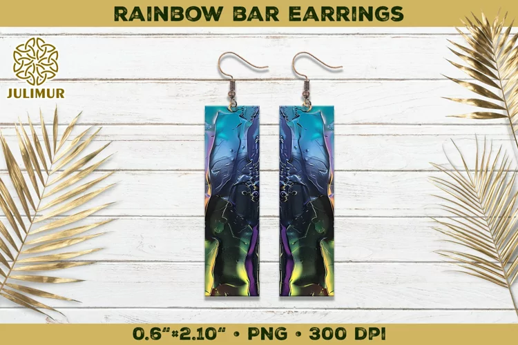 Iridescent Rainbow Bar Earrings Sublimation Design