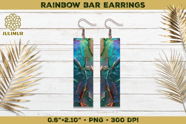 Iridescent Rainbow Bar Earrings Sublimation Design example image 1