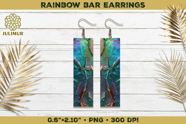 Iridescent Rainbow Bar Earrings Sublimation Design