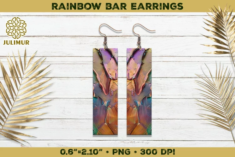Iridescent Rainbow Bar Earrings Sublimation Design