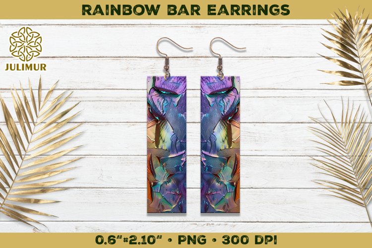 Iridescent Rainbow Bar Earrings Sublimation Design example image 1