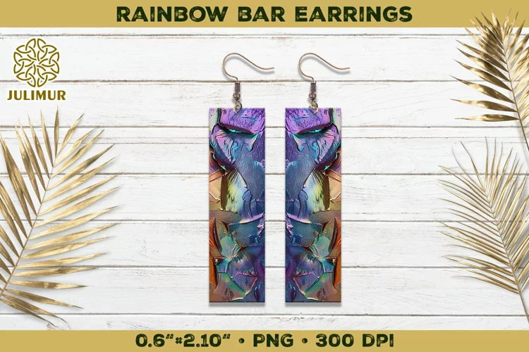 Iridescent Rainbow Bar Earrings Sublimation Design