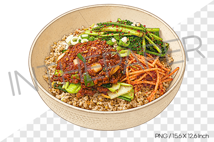 Barley Bibimbap PNG Watercolor Illustration Clipart korean