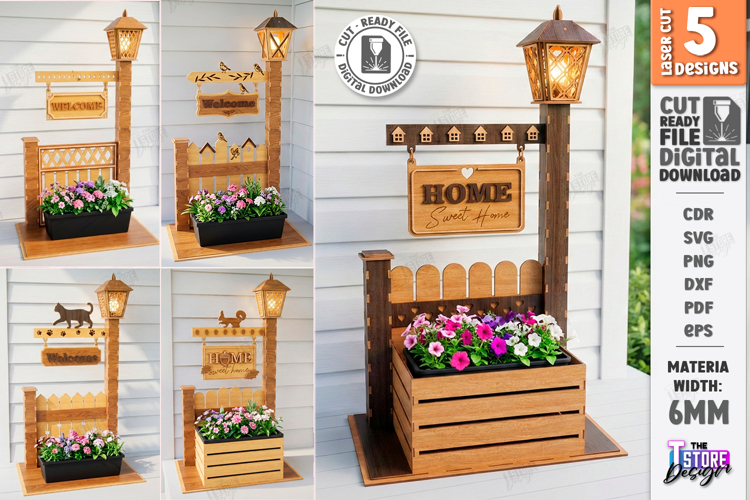 Outdoor Welcome Sign Planter Laser Cut Bundle | Porch Decor