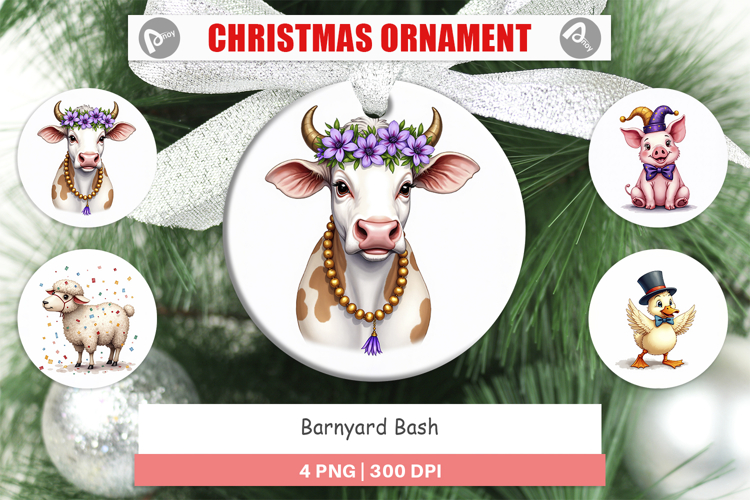 Barnyard Mardi Gras Ornament
