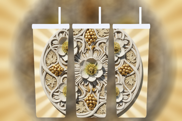 20OZ Golden Grapevine Medallion Tumbler Wrap