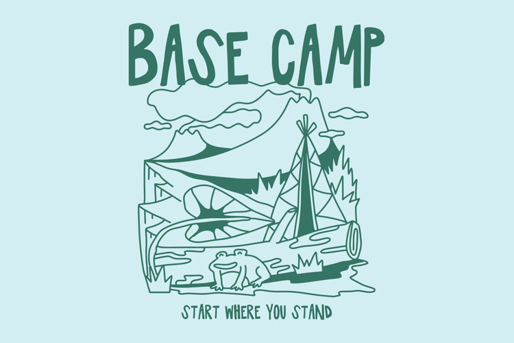 Base Camp Vintage Summer Camping Cartoon T shirt Design