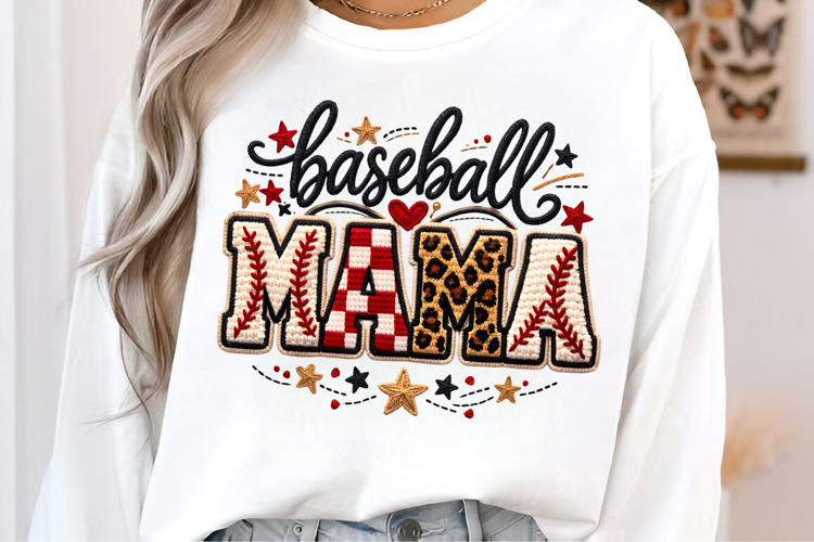 Baseball Mama PNG, Faux Yarn Baseball