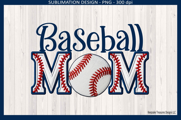 Baseball Mom Faux Embroidery - Spring Sports Sublimation PNG