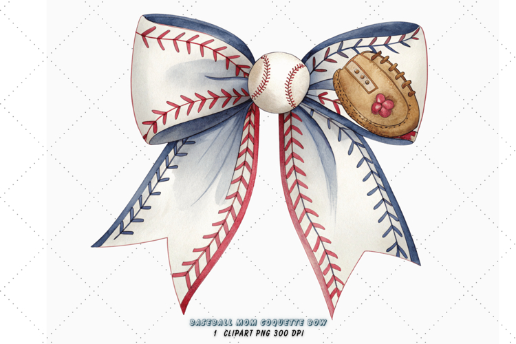 Baseball Mom Coquette Bow Clipart
