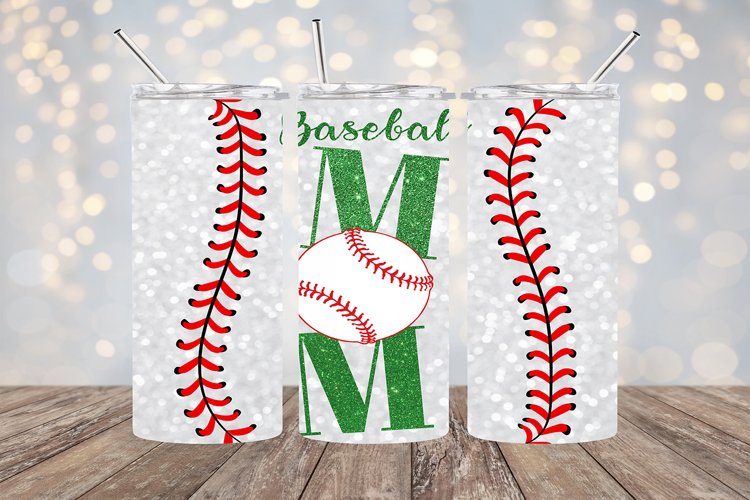Baseball Mom Green Glitter - 20oz Sublimation - PNG Design