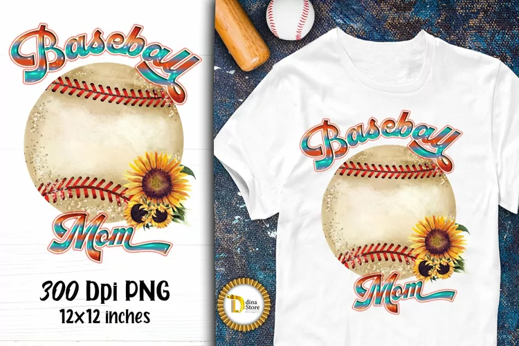 Baseball Mom Sublimation Vintage Sunflowers