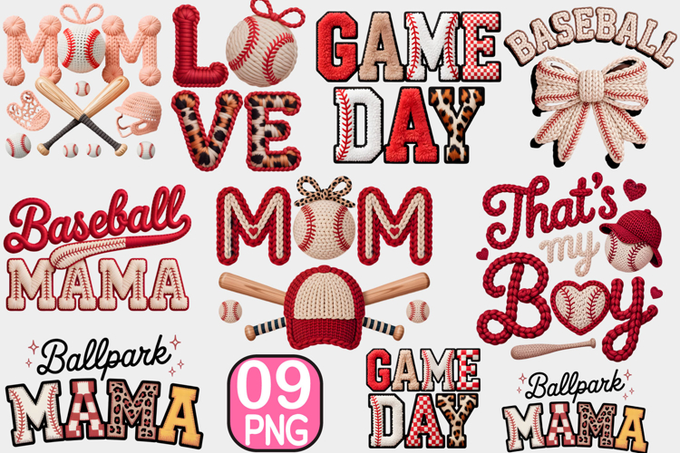 Baseball PNG, Faux Yarn Ball PNG, Baseball Mama PNG,