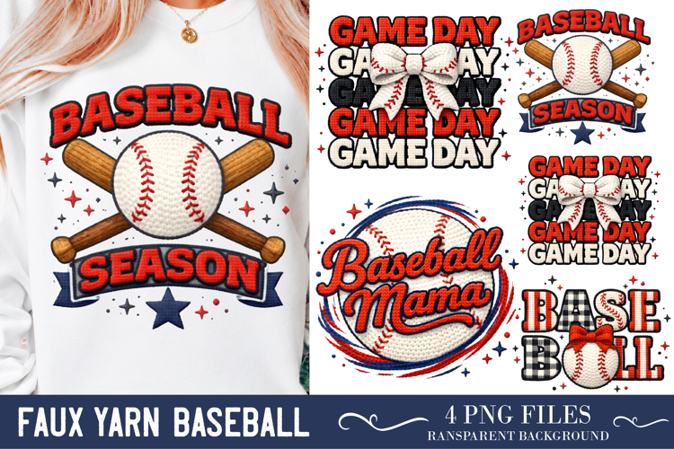 Baseball PNG, Faux Yarn Baseball PNG, Baseball Mama PNG,