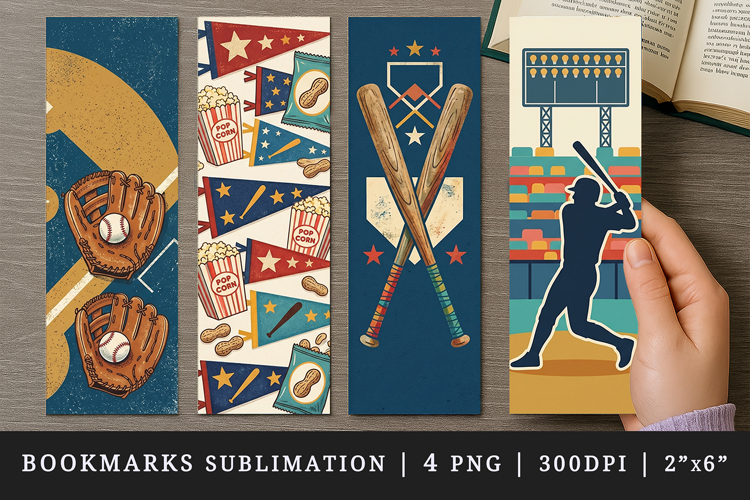 Baseball bookmarks printable sublimation bookmark design