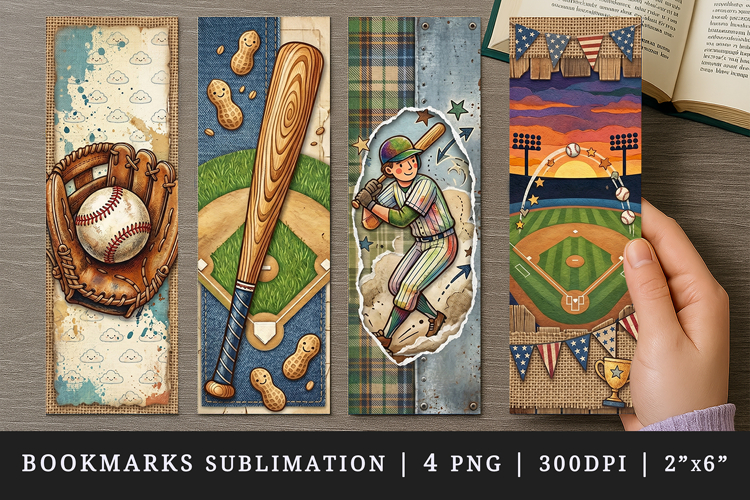 Baseball bookmarks printable sublimation bookmark design