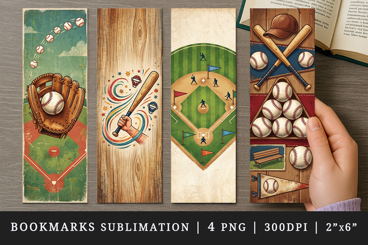 Baseball bookmarks printable sublimation bookmark design