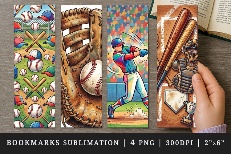 Baseball bookmarks printable sublimation bookmark design