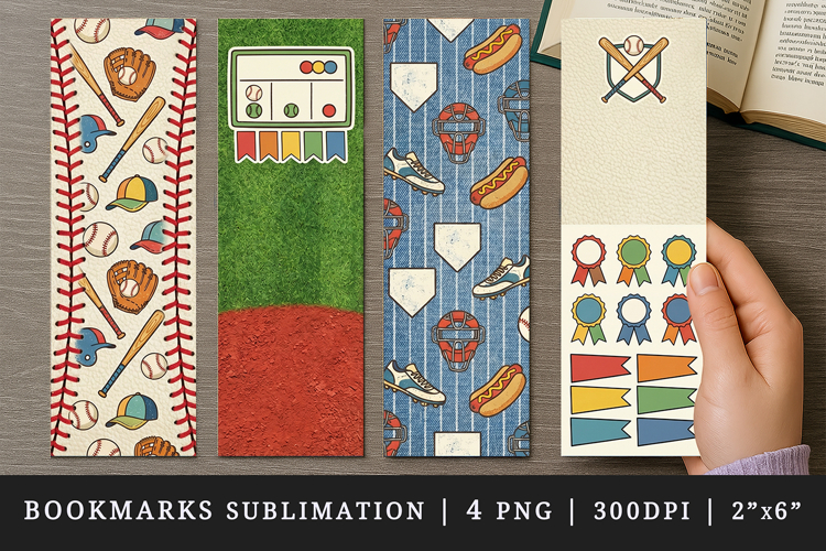 Baseball bookmarks printable sublimation bookmark design