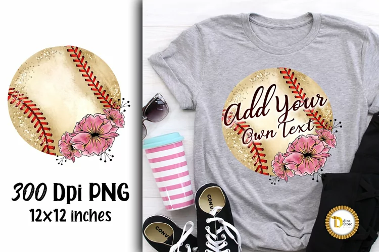 Baseball Sublimation Vintage Pink Flowers