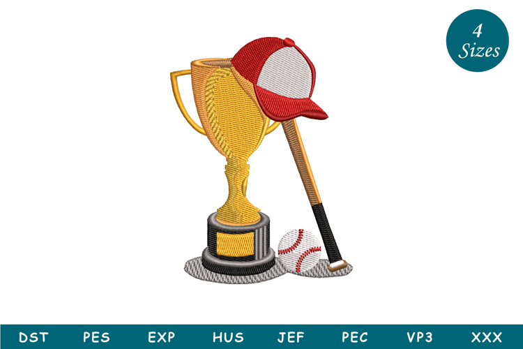 Baseball Trophy Machine Embroidery
