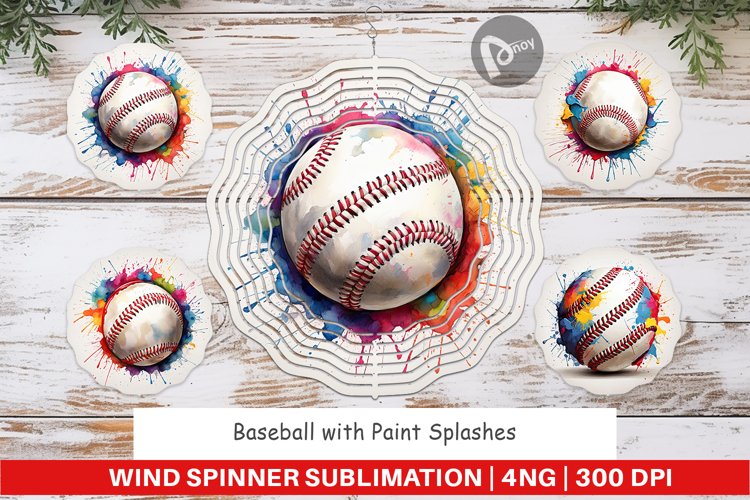 Wind Spinner Baseball Paint Splashes