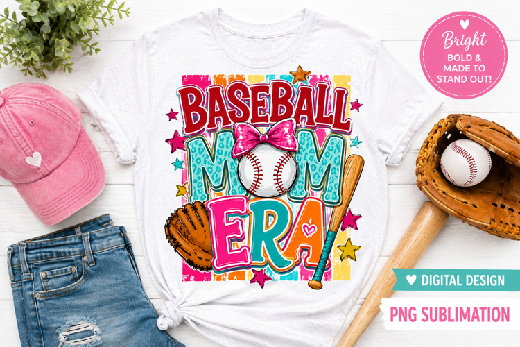 Baseball Mom Era PNG Sublimation Design, Baseball Mama Game example image 1