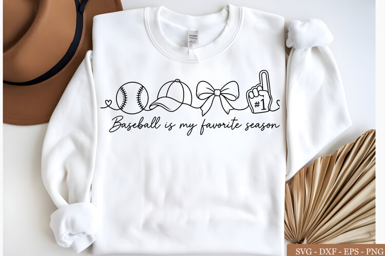 Baseball Is My Favorite Season SVG | Cute Baseball Bow & #1 example image 1