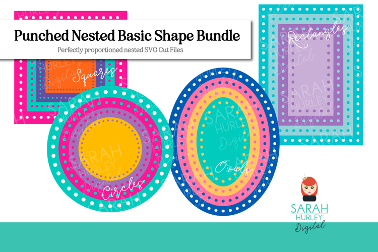 Punched Edge Nested Basic Shape SVG Cut Files Bundle