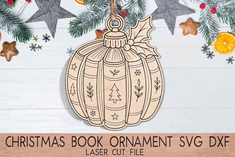 Christmas Ornament Book SVG Retro Christmas Laser Cut File