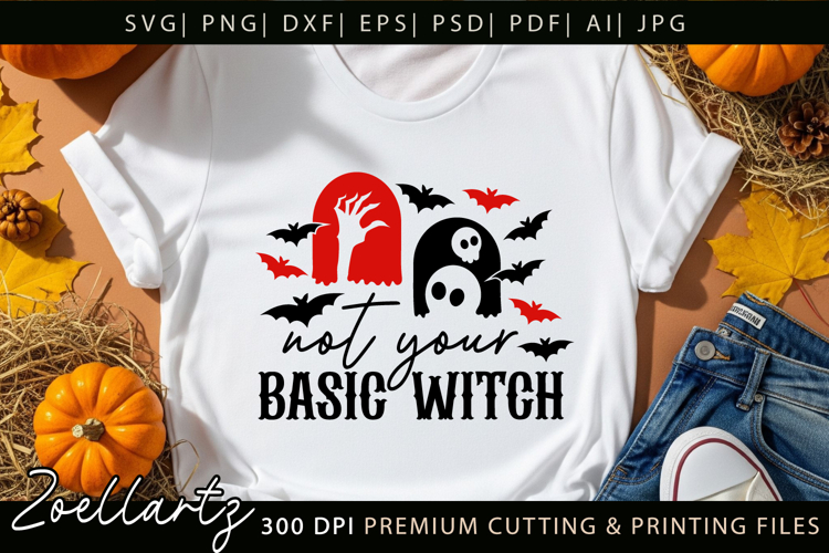 Basic Witch Funny Halloween SVG Spooky T-shirt Mug Design