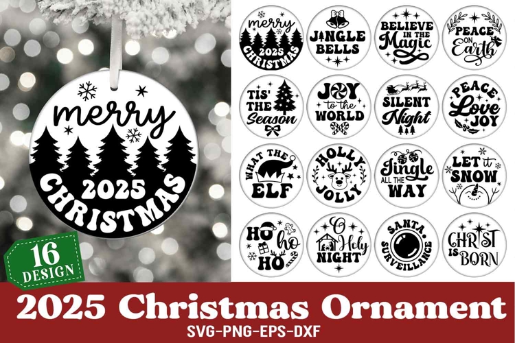 2025 Christmas Ornaments SVG Bundle | Retro Christmas Quote example image 1