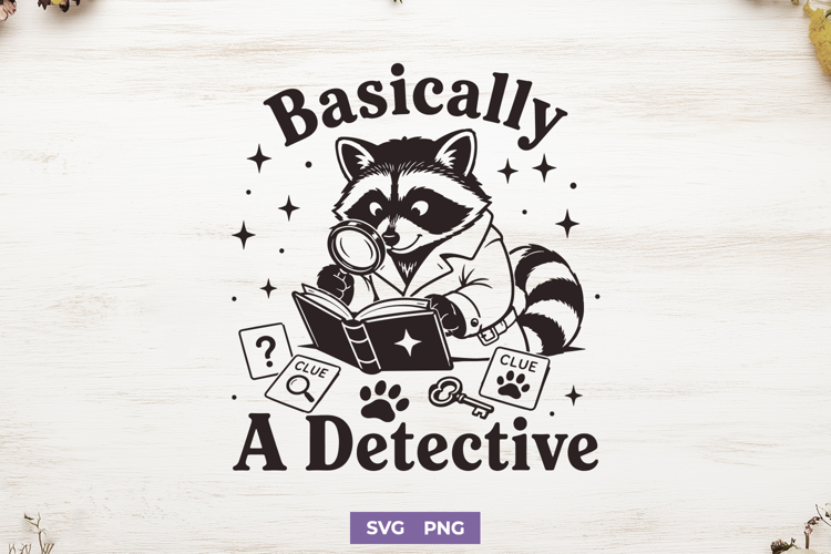 Basically a Detective SVG PNG, Funny Raccoon True Crime