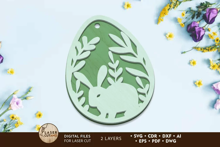 Easter Decorative Egg with Rabbit, Cut Template
