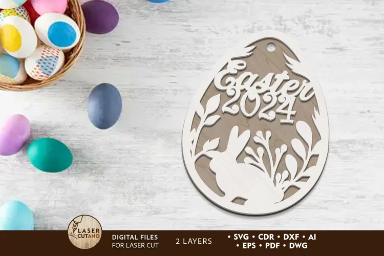 Easter Laser Cut Template with Rabbit
