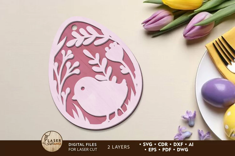 Easter Decorative Egg with Chick, Crafting Template